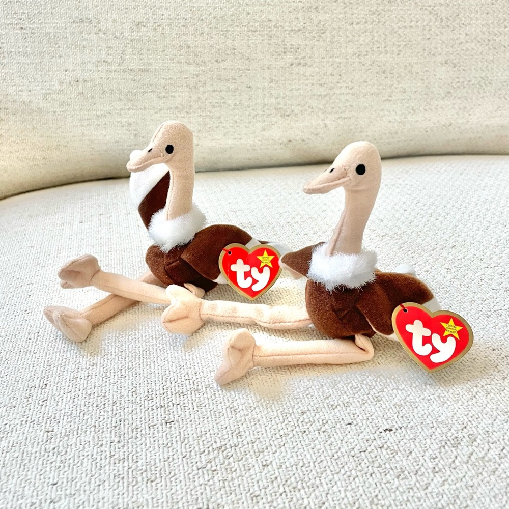 Ty Set of Two Teenie Beanie Babies Stretchy the Ostrich’s